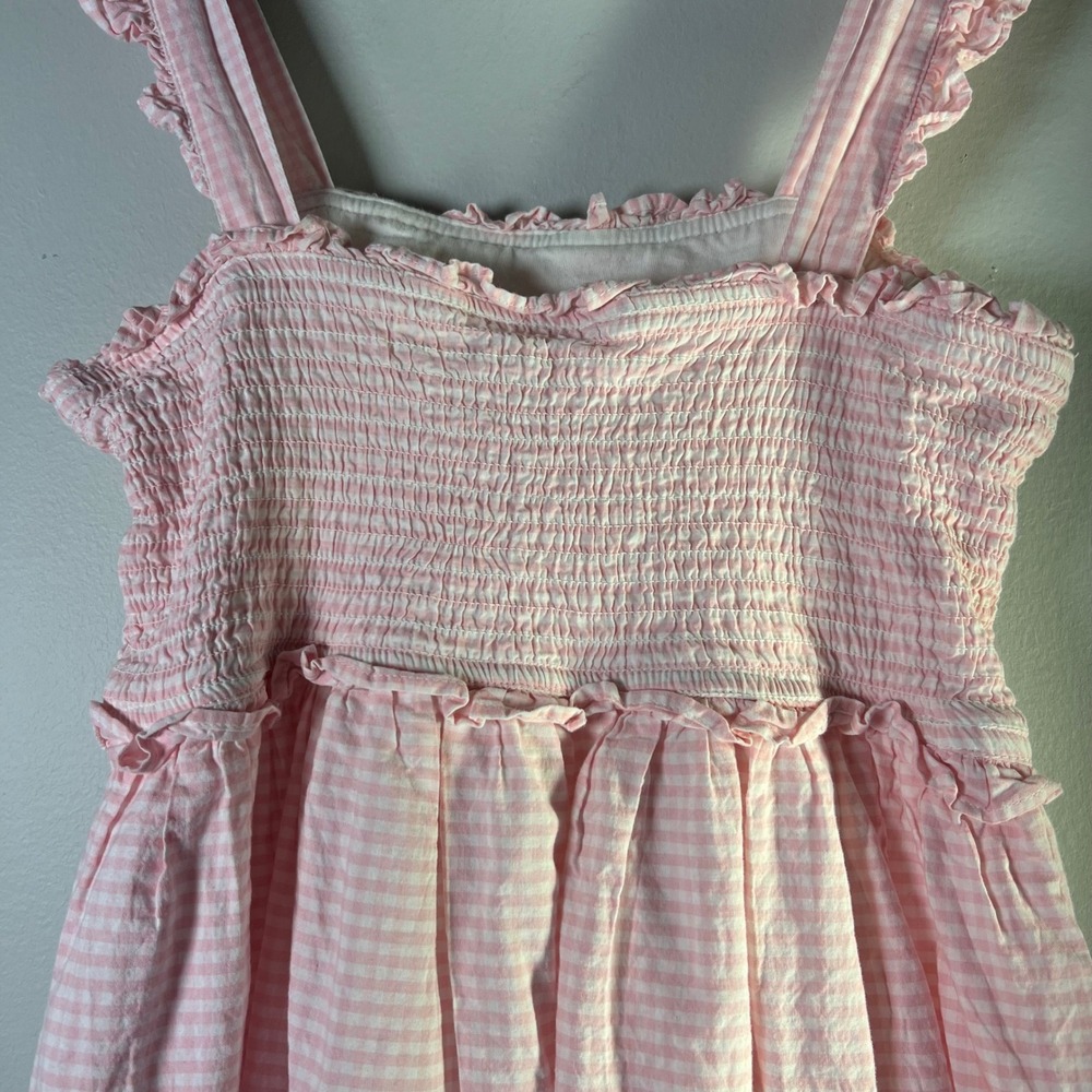 Ruffle Butts Womens Sz Medium Pink Gingham Smocked Tiered Maxi Dress Cottagecore - Picture 9 of 10
